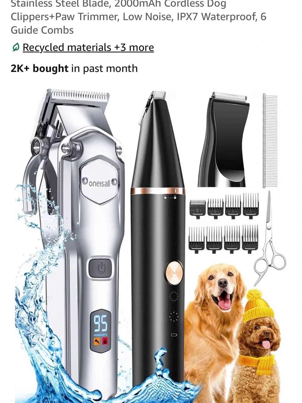 Oneisall Pet Rechargeable Hair Clipper Kit